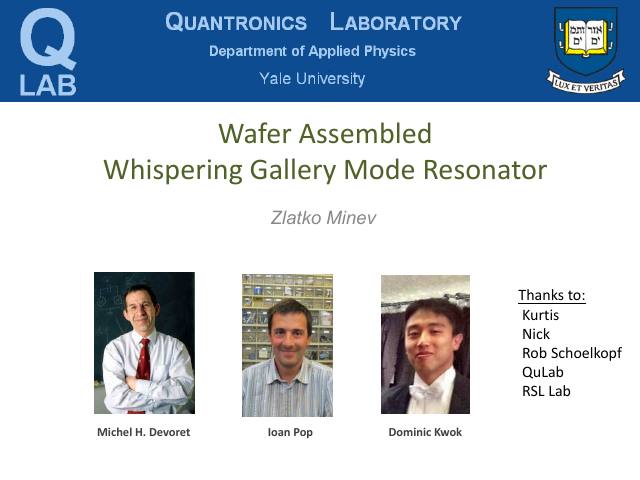 First page of Wafer Assembled Whispering Gallery Mode Resonator
