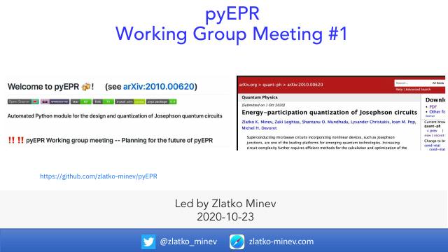 First page of pyEPR Working Group Meeting #1