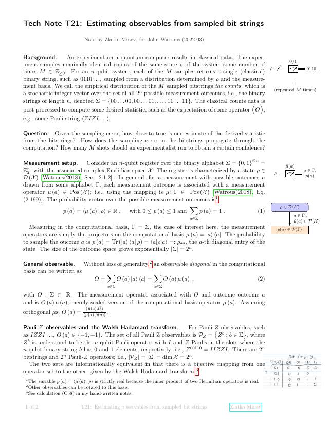 First page of Estimating Observables from Sampled Bit Strings
