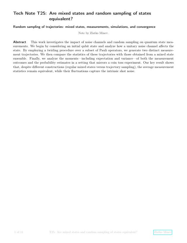 First page of Are Mixed States and Random Sampling of States Equivalent?