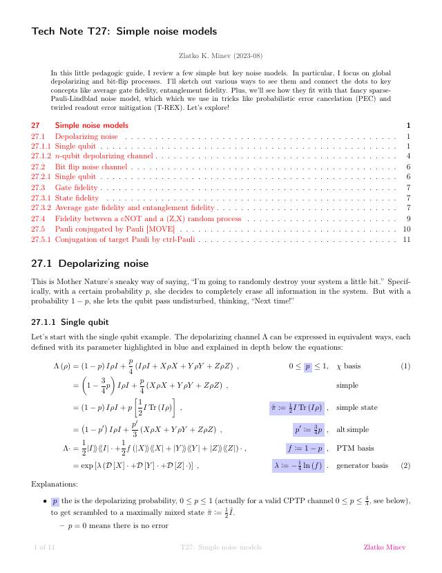 First page of Simple Noise Models and Gate Fidelity